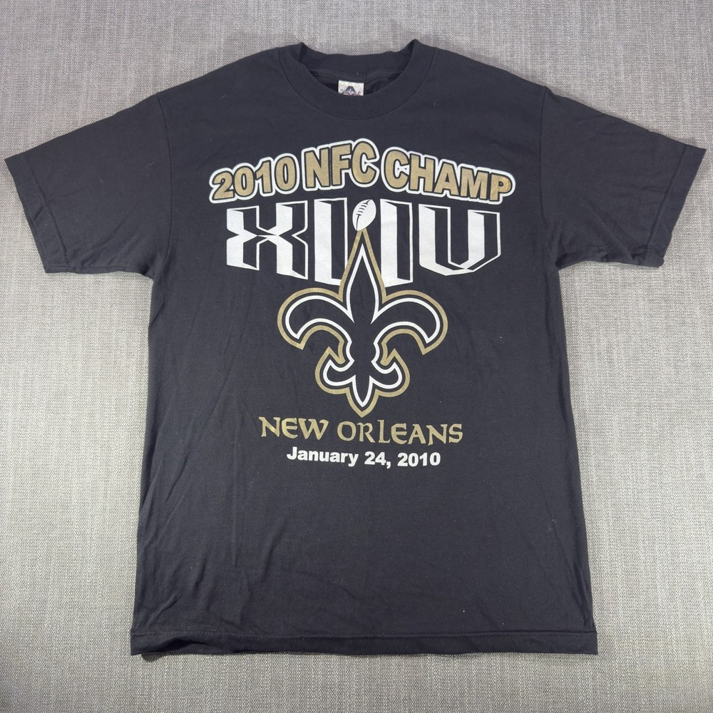 New Orleans Saints Shirt Mens M Black NFL Football 2010 NFC Champ XLIV Alstyle